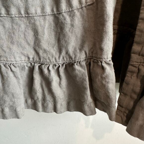 J. Jill Love Linen Open Front Ruffled Linen Duster Cardigan Jacket S Petite - Picture 5 of 11